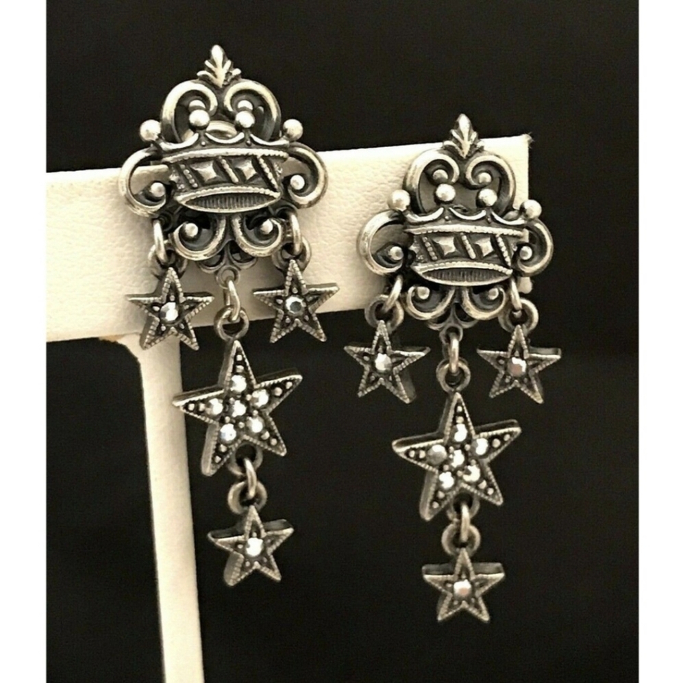 Kirks Folly Crown Star Dangle Earrings